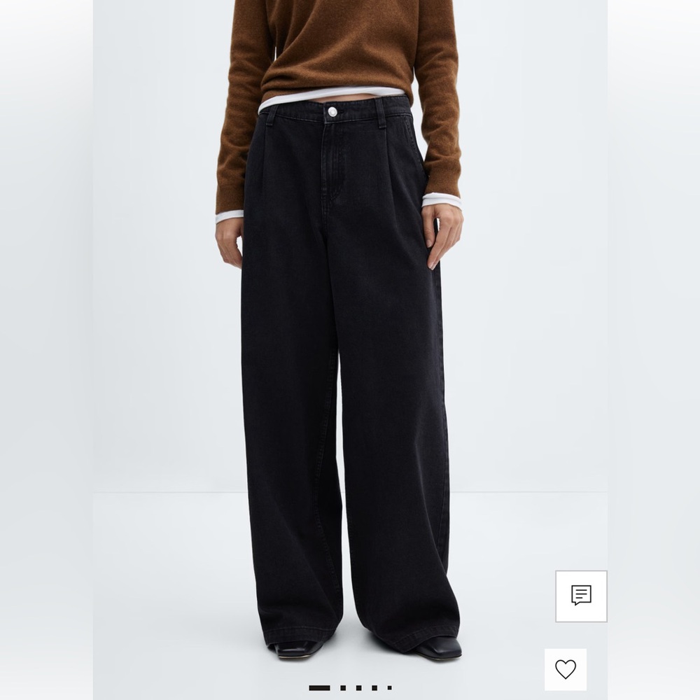 Mango Black Wide-Leg Tailored Jeans